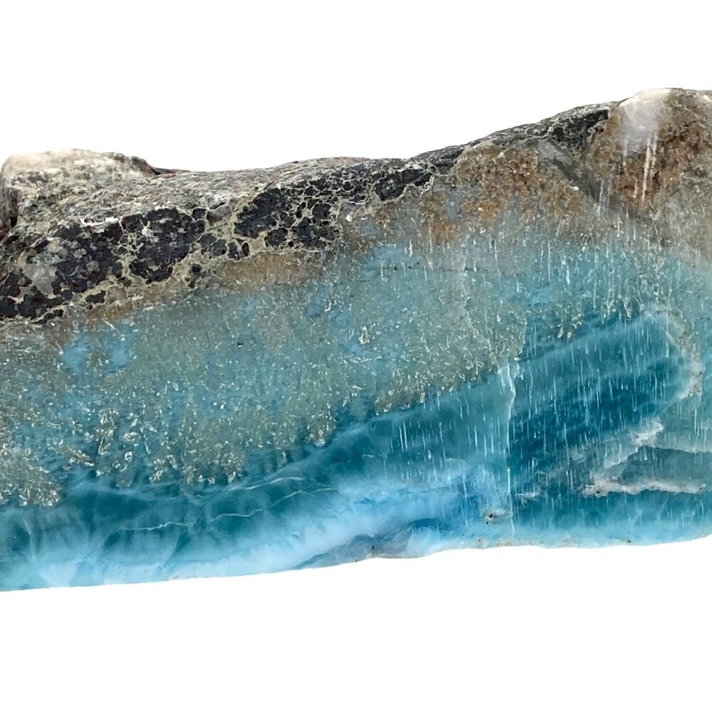 326g 11.5oz Larimar pectolite Dominican Natural Wedge Rare Slab Rock Mineral Gem - Picture 7 of 16